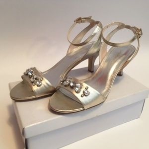 Capparos gold and rhinestone heels - size 10